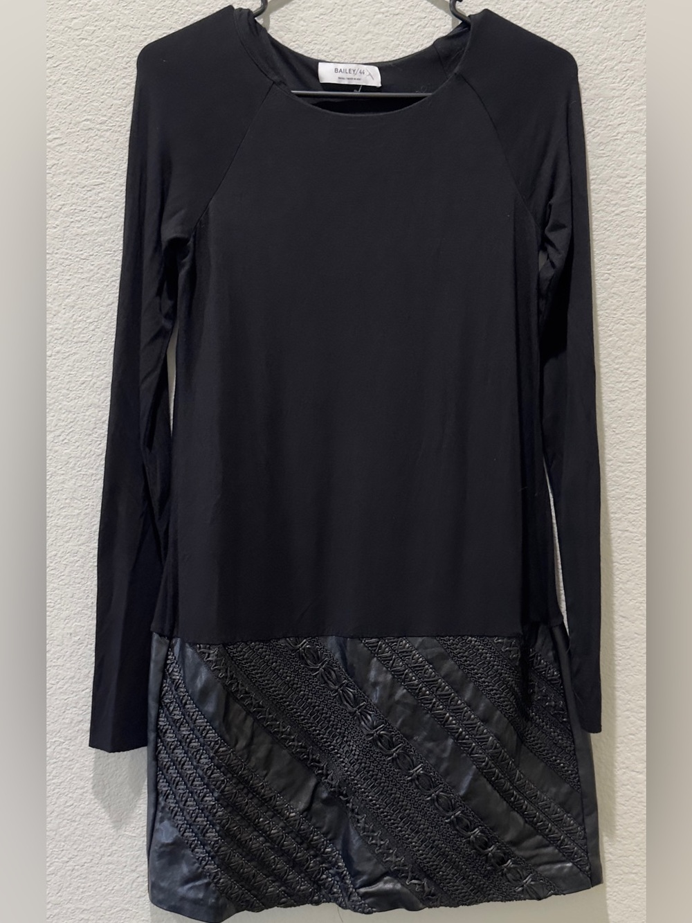 Bailey 44 Black Long-Sleeve Mixed-Media Top